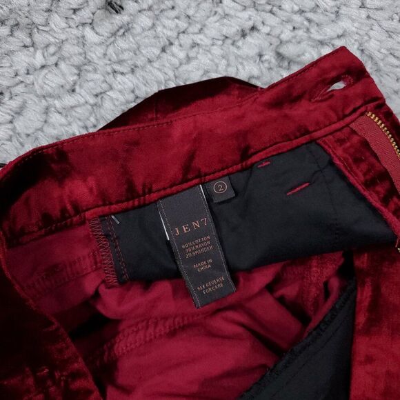 Jen7 by 7 For All Mankind Women's Velvet Ankle Skinny Pants Size 2 Red - Picture 4 of 12